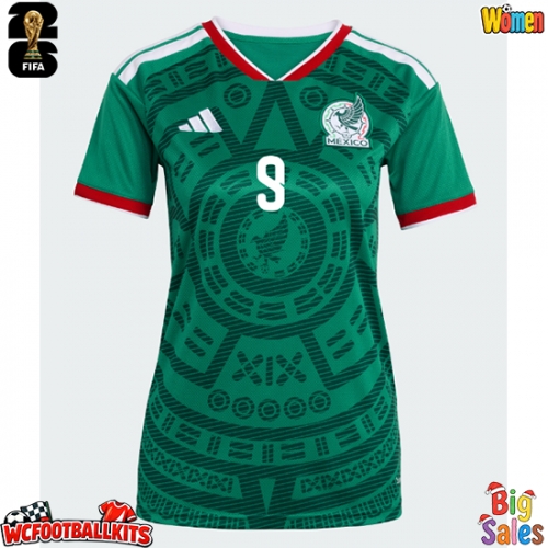 Mexico Raul Jimenez #9 Replica Home Stadium Shirt for Women World Cup 2026 Short Sleeve